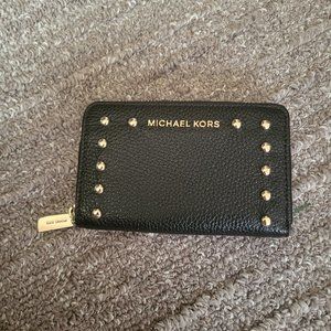 Small Leather Michael Kors Studded Wallet